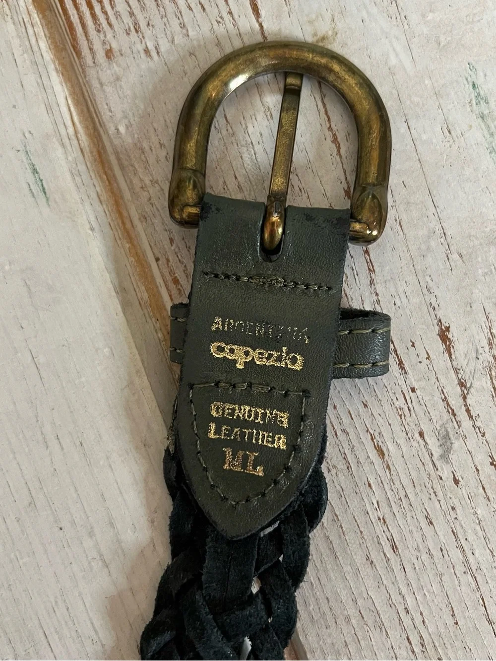 Capezio Woven Leather Braided Belt - Dark Green